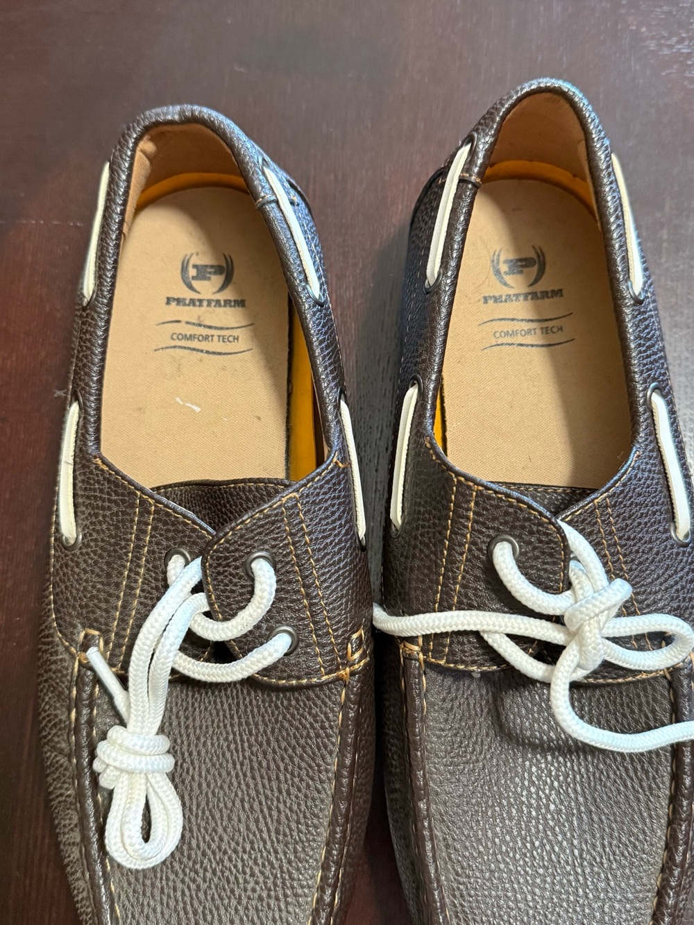Men’s Brown Faux-Leather Boat Shoes - Comfort Tech new tag off